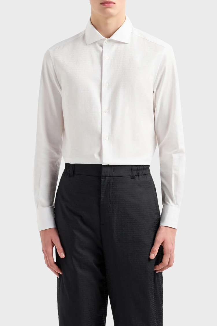 Emporio Armani % 100 Pamuk Regular Fit Erkek Gömlek 6D1C86 1NIUZ F119 BEYAZ - Emporio Armani