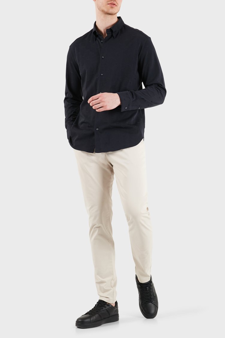 Emporio Armani % 100 Pamuk Regular Fit Uzun Kollu Erkek Gömlek EM005446 AF10762 FB469 SİYAH - Emporio Armani (1)