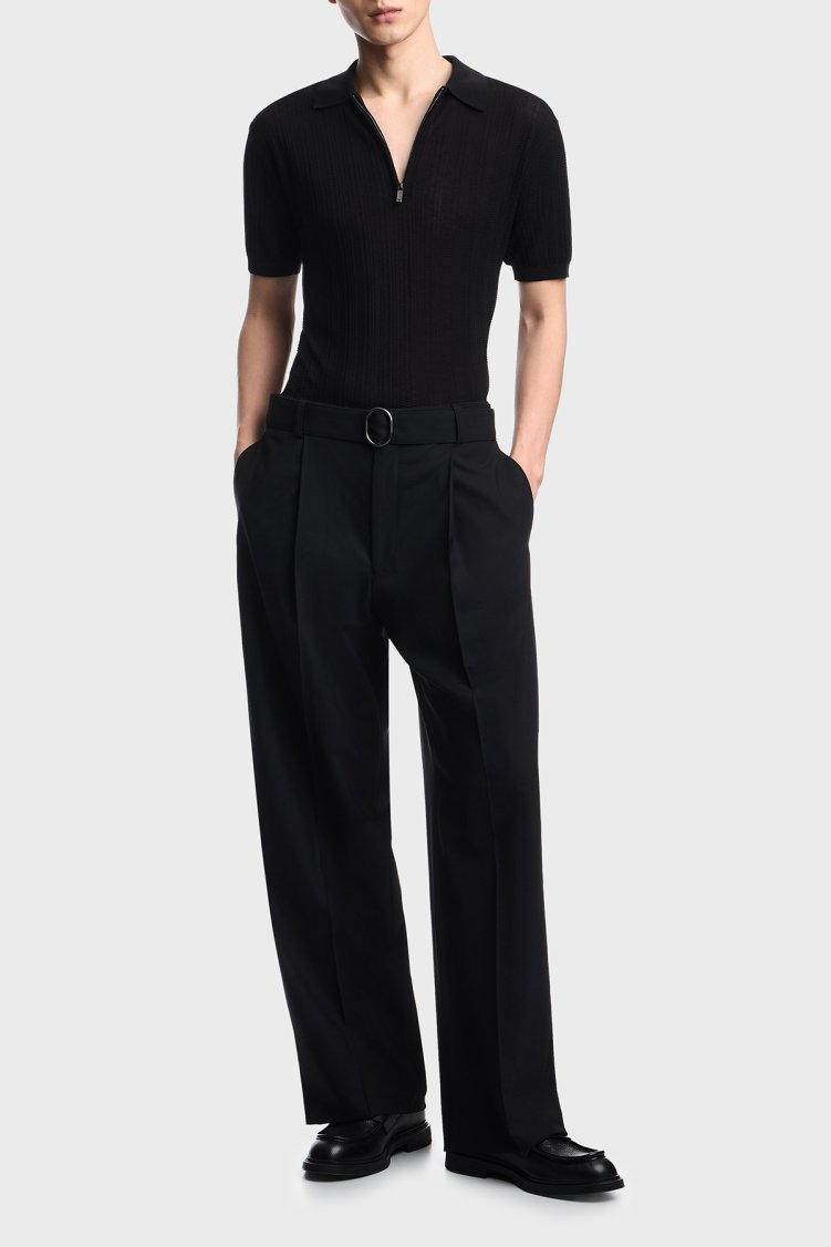 Emporio Armani % 100 Pamuk Relaxed Fit Fermuarlı Erkek Polo Yaka Kazak EM004305 AF23761 UC001 SİYAH - Emporio Armani (1)