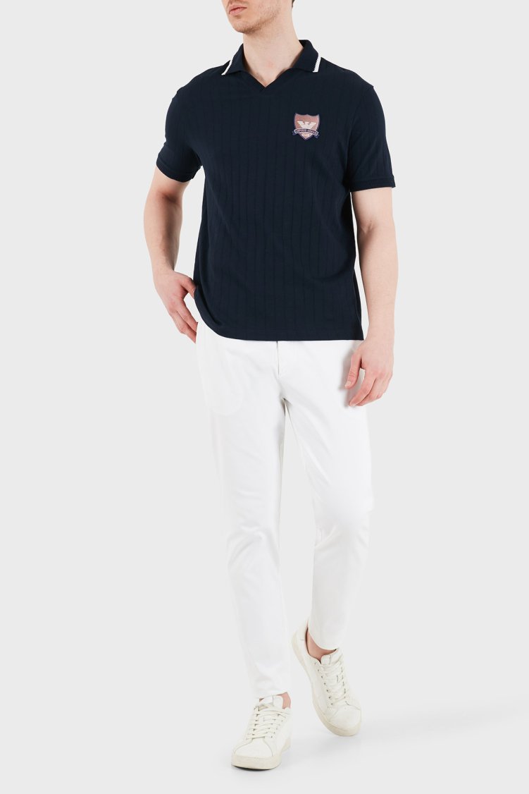 Emporio Armani % 100 Pamuk Şeritli Örgü Erkek Polo EM004780 AF23047 FB392 LACİVERT - Emporio Armani (1)