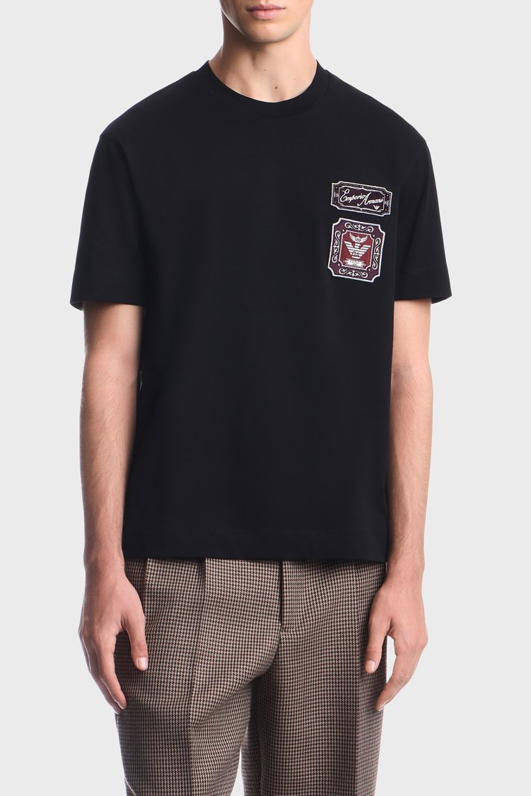 Emporio Armani %100 Pamuk Yuvarlak Yaka Regular Erkek T Shirt EM007320 AF13715 UC001 Siyah - Emporio Armani