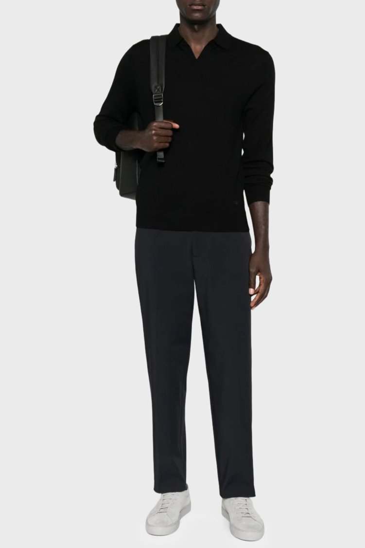 Emporio Armani % 100 Yün Regular Fit Erkek Polo Yaka Kazak EM002479 AF19543 UC001 SİYAH - Emporio Armani (1)