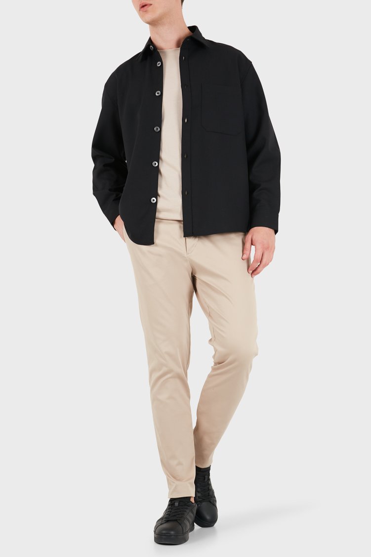 Emporio Armani % 100 Yün Regular Fit Klasik Yaka Erkek Gömlek EM006535 AF27877 UC001 Siyah - Emporio Armani (1)