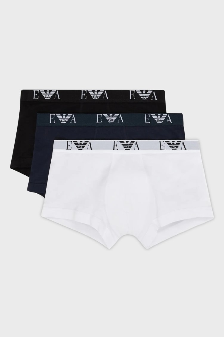 Emporio Armani 3 lü Erkek Boxer EM000259 AF14132 M0042 Beyaz-Lacivert-Siyah - Emporio Armani
