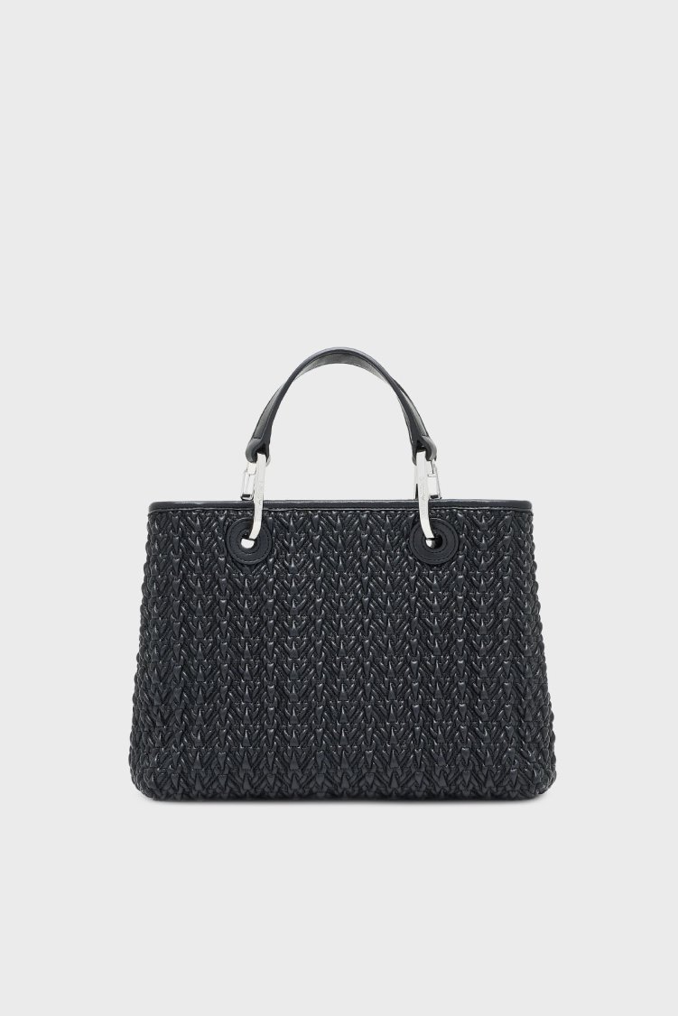 Emporio Armani 4G Kabartmalı Logolu Çıkarılabilir Askılı Kadın Çanta EW000361 AF18941 UC001 SİYAH - Emporio Armani (1)