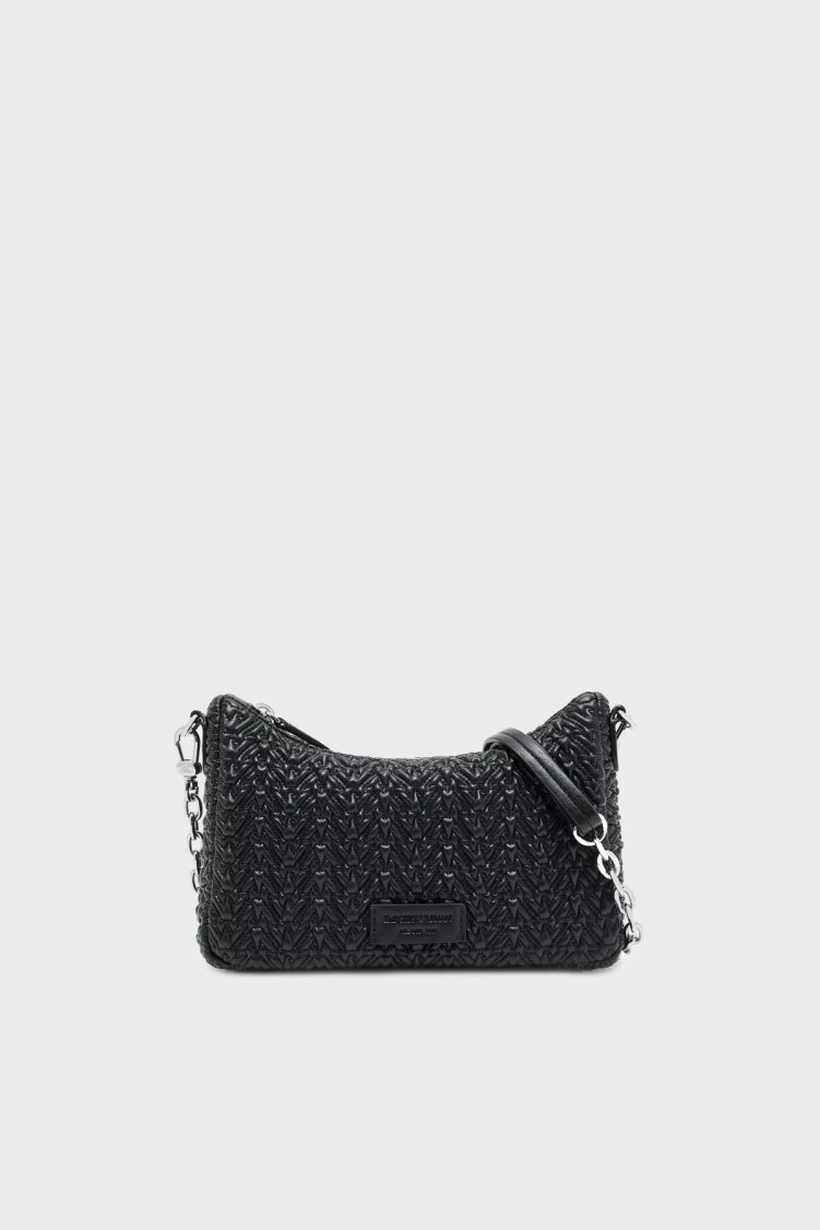 Emporio Armani 4G Kabartmalı Logoolu Çıkarılabilir Zincir Askılı Kadın Çanta EW002961 AF19228 UC001 SİYAH - Emporio Armani