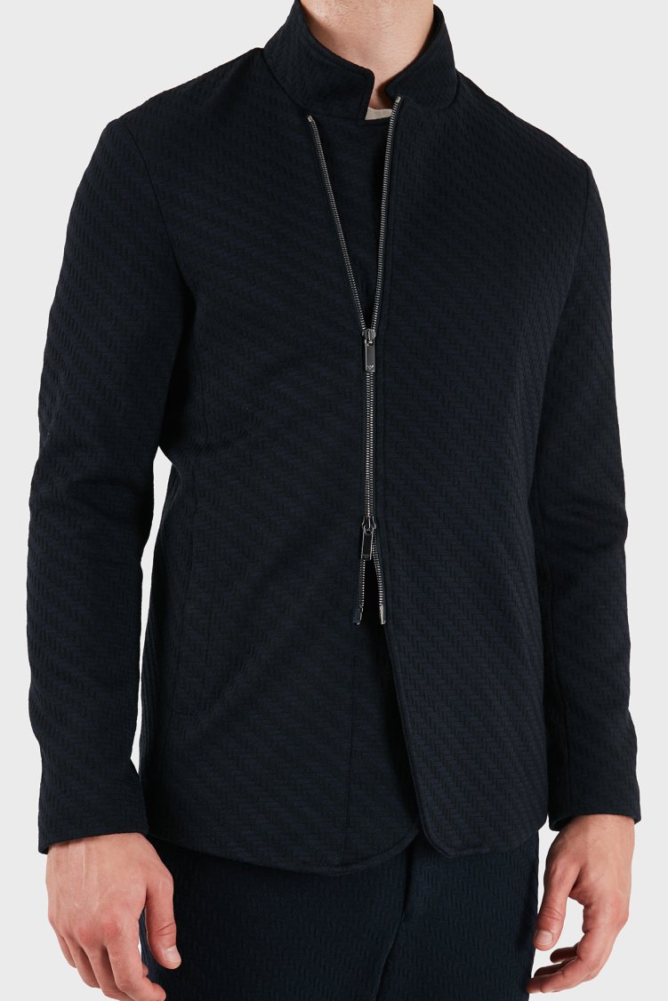 Emporio Armani Astarlı Hakim Yaka Fermuarlı Erkek Ceket EM001953 TE22963 MB036 Lacivert - Emporio Armani