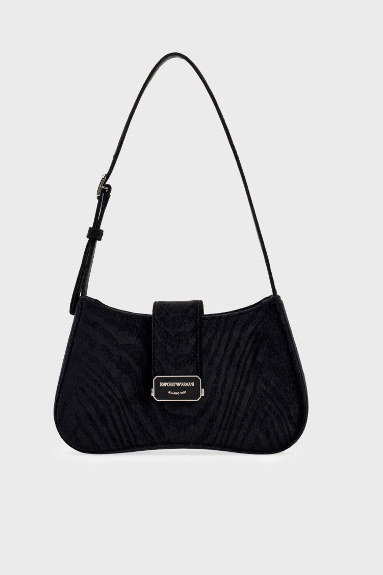 Emporio Armani Ayarlanabilir Askılı Kadife Kadın Çanta EW001778 AF28100 UC001 Siyah - Emporio Armani