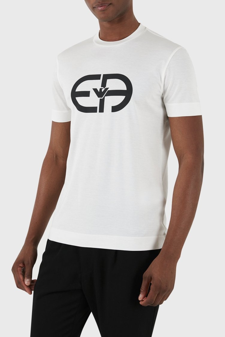 Emporio Armani Baskılı Slim Fit Bisiklet Yaka Erkek T Shirt 8N1TF6 1JUVZ 0101 BEYAZ - Emporio Armani (1)
