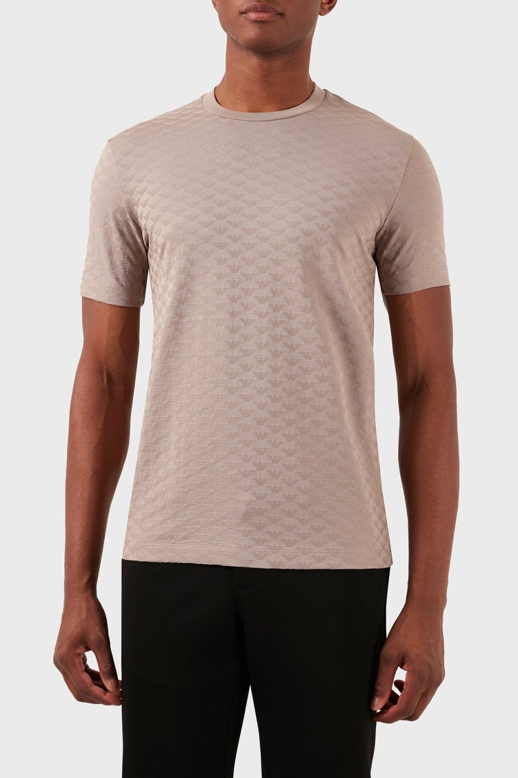 Emporio Armani Bisiklet Yaka % 100 Pamuk Slim Fit Erkek T Shirt 8N1TL7 1JHWZ 0650 SÜTLÜ KAHVE - Emporio Armani