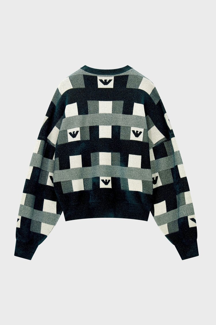 Emporio Armani Bisiklet Yaka Regular Fit Kadın Kazak EW004692 AF29550 F8045 Koyu gri - Emporio Armani (1)