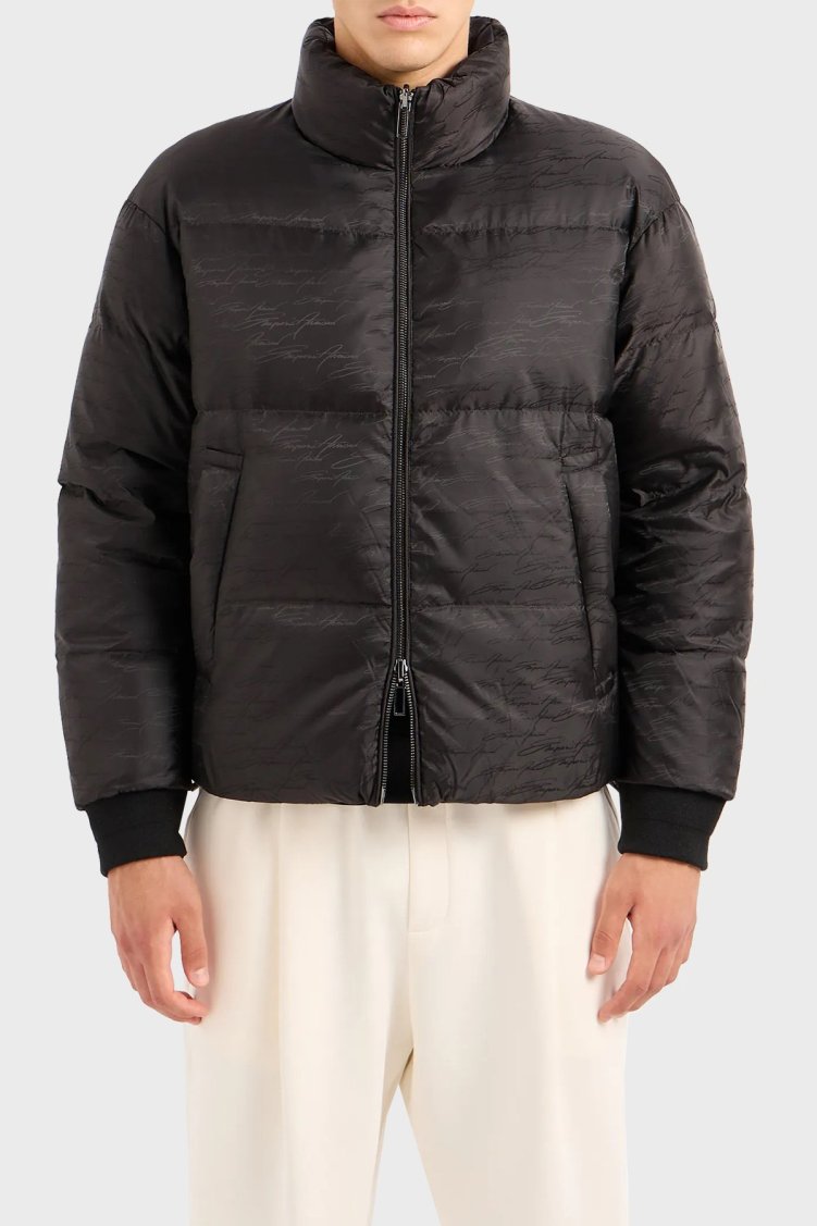 Emporio Armani Çift Taraflı Su ve Rüzgar Geçirmez Dik Yaka Regular Fit Erkek Mont 6R1B65 1NVSZ F091 SİYAH - Emporio Armani