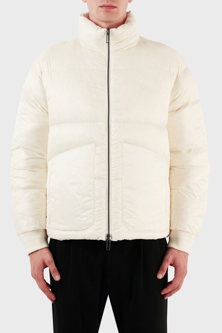 Emporio Armani Çift Taraflı Su ve Rüzgar Geçirmez Regular Fit Erkek Mont 6R1B65 1NVSZ F1F5 EKRU - Emporio Armani