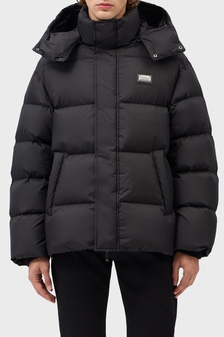 Emporio Armani Çıkarılabilir Kapüşonlu Yaka Kuş Tüyü Dolgulu Şişme Erkek Mont EM006745 AF18231 UC001 Siyah - Emporio Armani