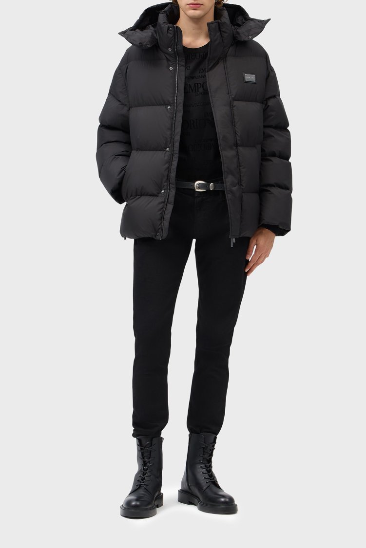 Emporio Armani Çıkarılabilir Kapüşonlu Yaka Kuş Tüyü Dolgulu Şişme Erkek Mont EM006745 AF18231 UC001 Siyah - Emporio Armani (1)