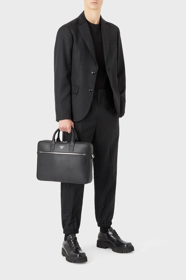 Emporio Armani Çıkarılabilir Uzatma Askılı Fermuarlı Laptop Erkek Çanta Y4P119 Y138E 81072 SİYAH - Emporio Armani (1)