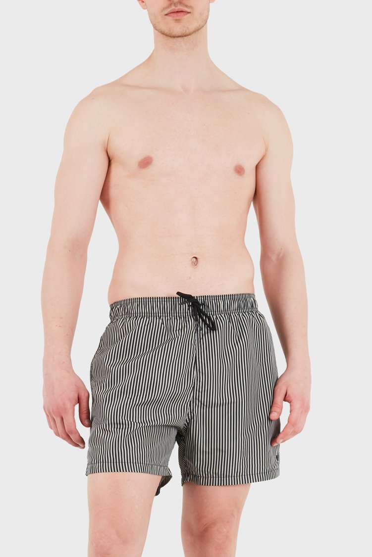 Emporio Armani Çizgili Mayo Short Erkek Deniz Şortu EM000583 AF20445 F1039 SİYAH-BEJ - Emporio Armani (1)