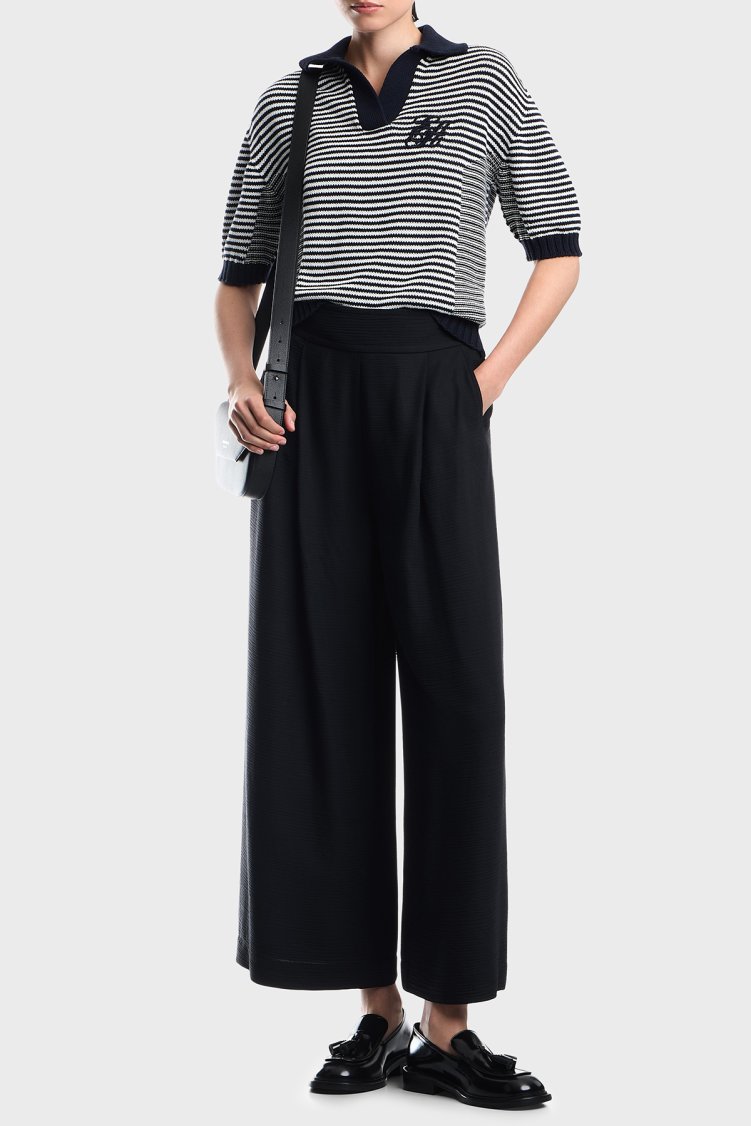 Emporio Armani Çizgili Pamuklu Kısa Kollu Kadın Polo EW005020 AF27238 FB056 Mavi - Emporio Armani (1)