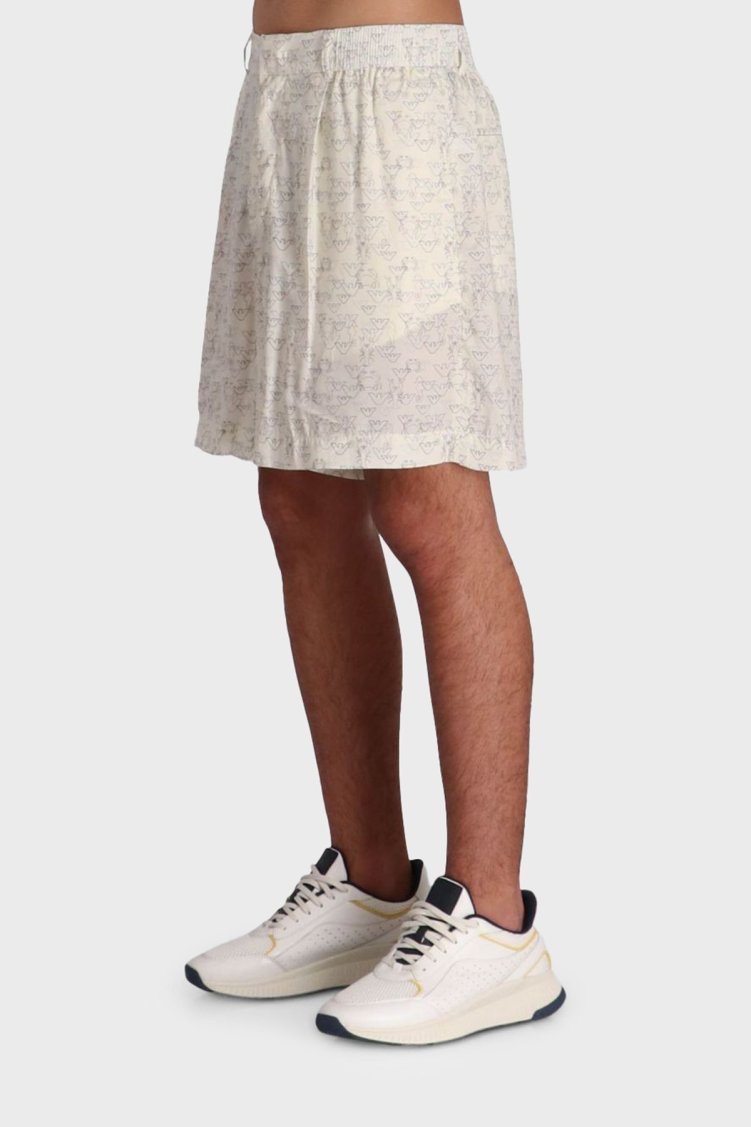 Emporio Armani Comfort Fit Lastikli Bel Kartal Logolu Bermuda Erkek Short EM001846 AF15260 MB046 BEYAZ - Emporio Armani (1)