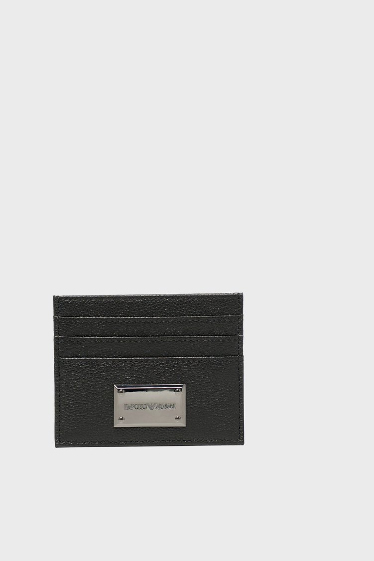 Emporio Armani Deri Logolu Erkek Kartlık EM007046 AF13788 UC001 Siyah - Emporio Armani
