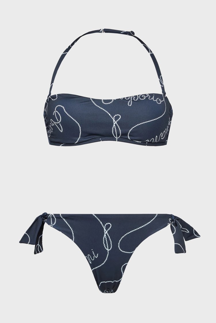 Emporio Armani Desenli Bağlama Detaylı Sert Hafif Dolgulu Kadın Bikini 262636 3R310 01736 LACİVERT - Emporio Armani (1)