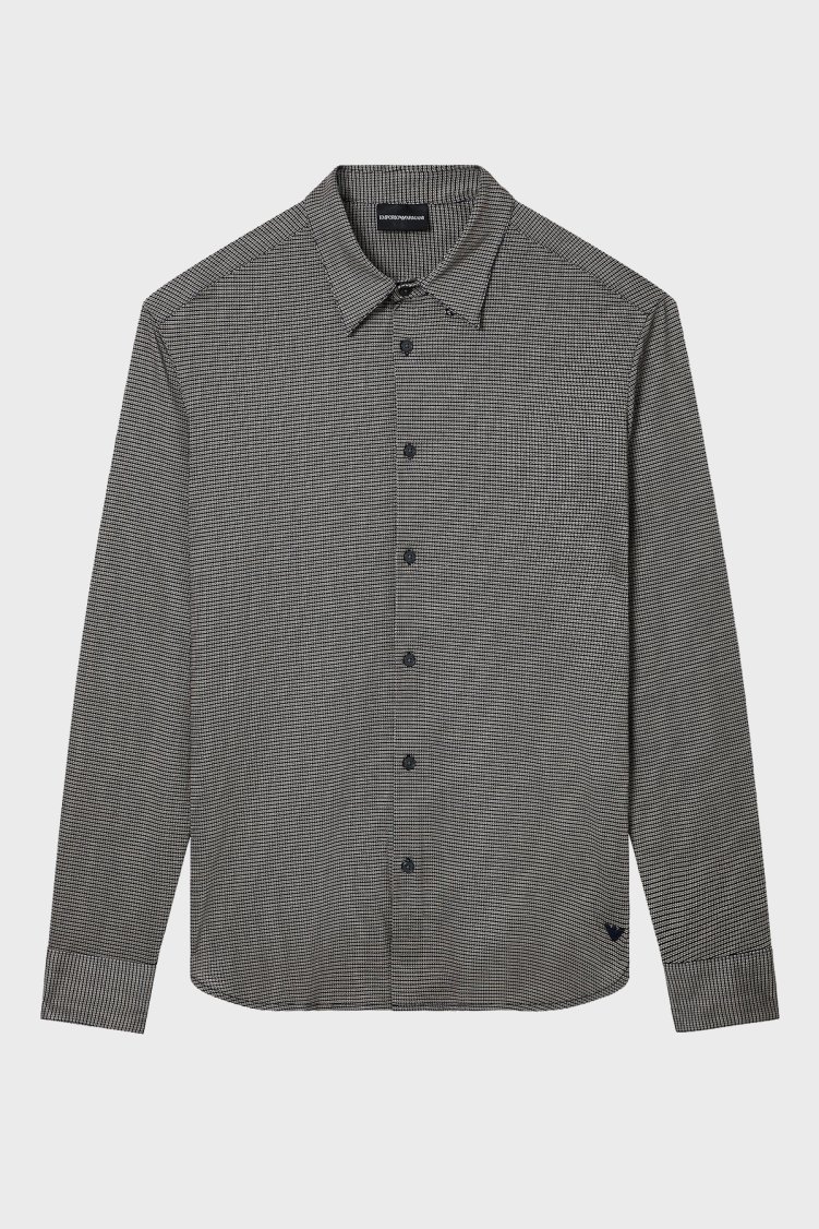 Emporio Armani Desenli Pamuk Karışımlı Regular Fit Uzun Kollu Erkek Gömlek EM005446 AF24857 F1158 BEJ - Emporio Armani (1)