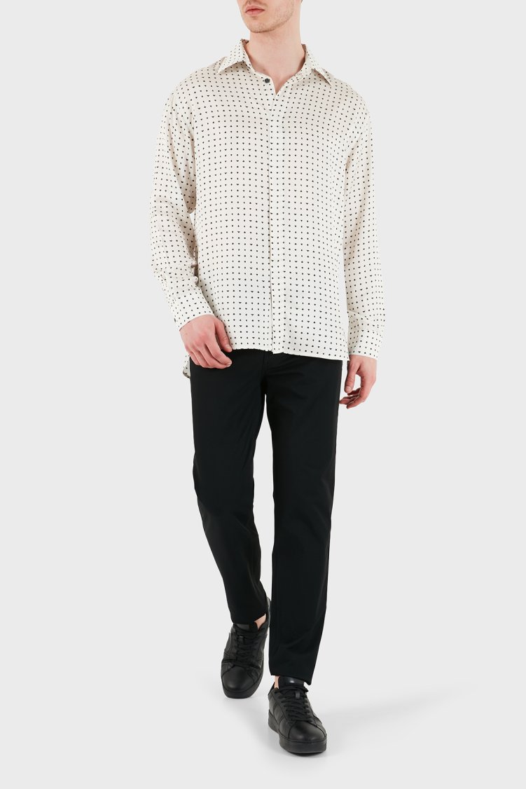 Emporio Armani Desenli Relaxed Fit Uzun Kollu Erkek Gömlek EM005762 AF13285 F1184 BEYAZ - Emporio Armani (1)