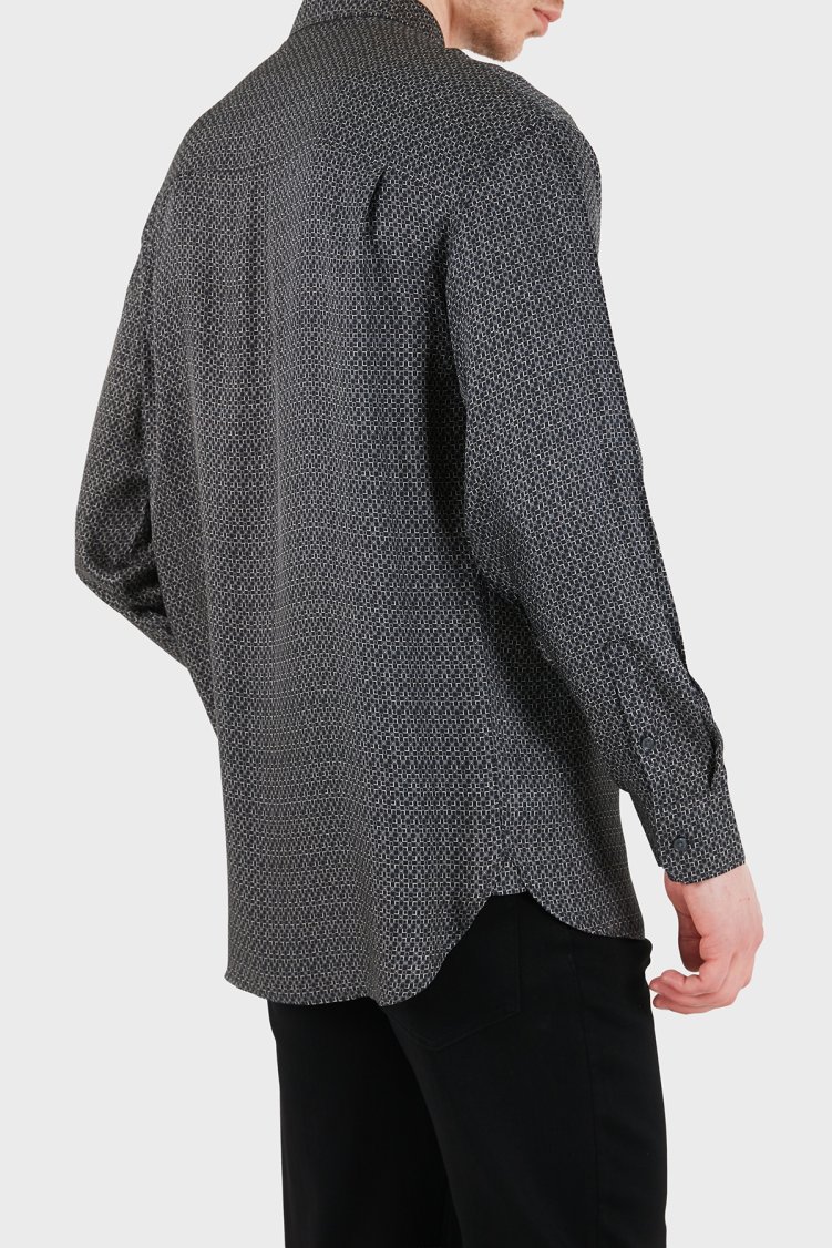 Emporio Armani Desenli Relaxed Fit Uzun Kollu Erkek Gömlek EM005762 AF13285 FC318 SİYAH - Emporio Armani (1)