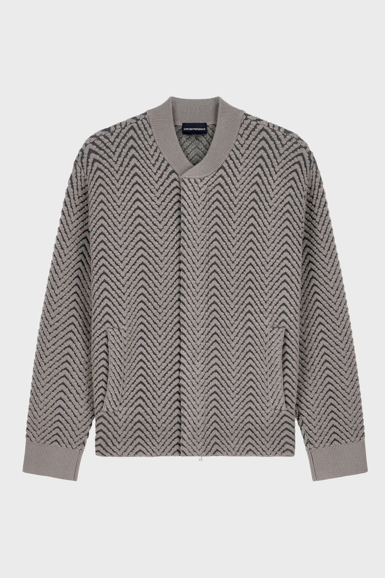 Emporio Armani Dik Yaka Fermuarlı Erkek Ceket EM006449 AF29809 F6019 Bej - Emporio Armani