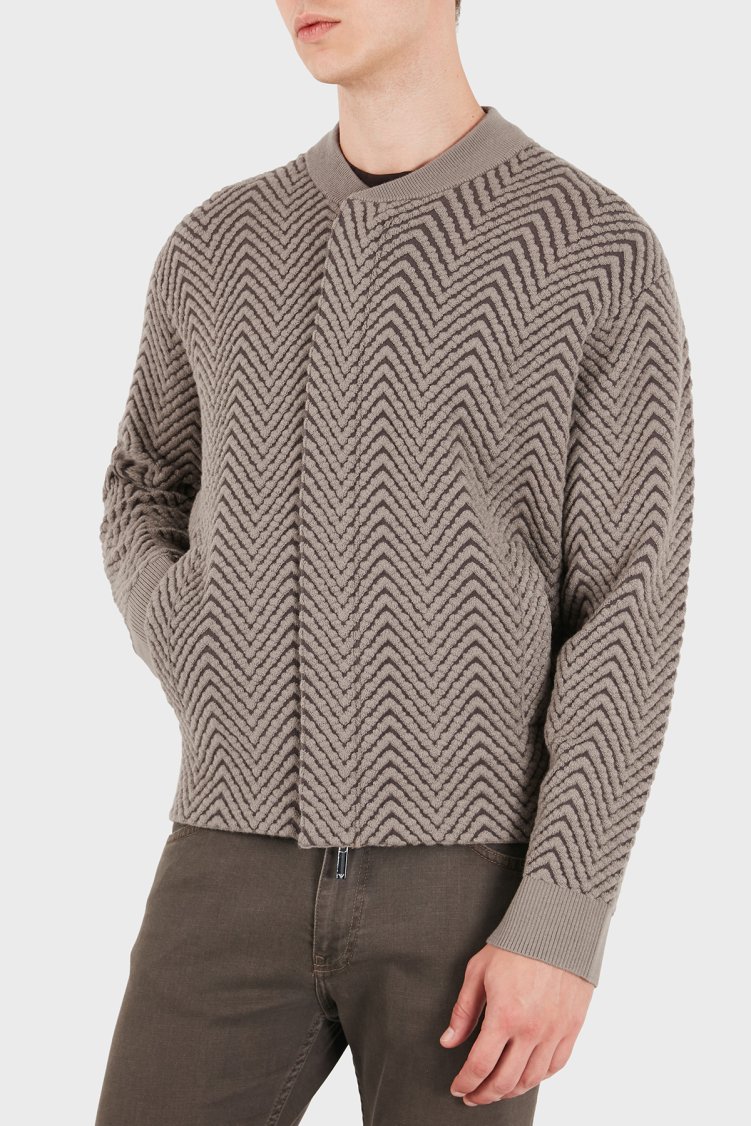 Emporio Armani Dik Yaka Fermuarlı Erkek Ceket EM006449 AF29809 F6019 Bej - Emporio Armani