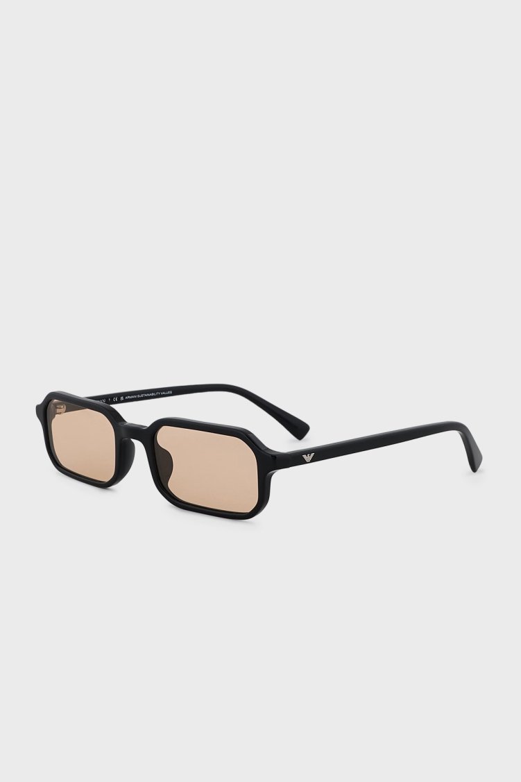 Emporio Armani Dikdörtgen Güneş Erkek Gözlük 0EA4253U 501793 54 Parlak Siyah-Açık Turuncu - Emporio Armani