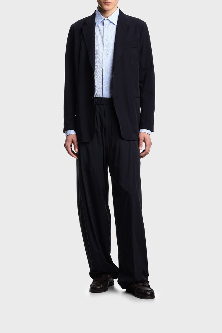 Emporio Armani Dokuma % 100 Pamuk Regualr Fit Kent Yaka Erkek Gömlek EM000099 TE14192 U9333 MAVİ - Emporio Armani (1)