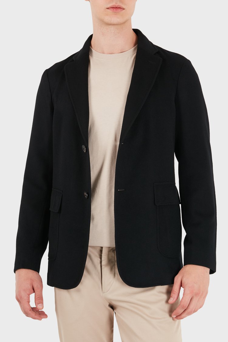 Emporio Armani Fermuarlı İç Astarlı Yün ve Kaşmir Karışımlı Blazer Erkek Ceket EM006670 AF17835 UC001 Siyah - Emporio Armani