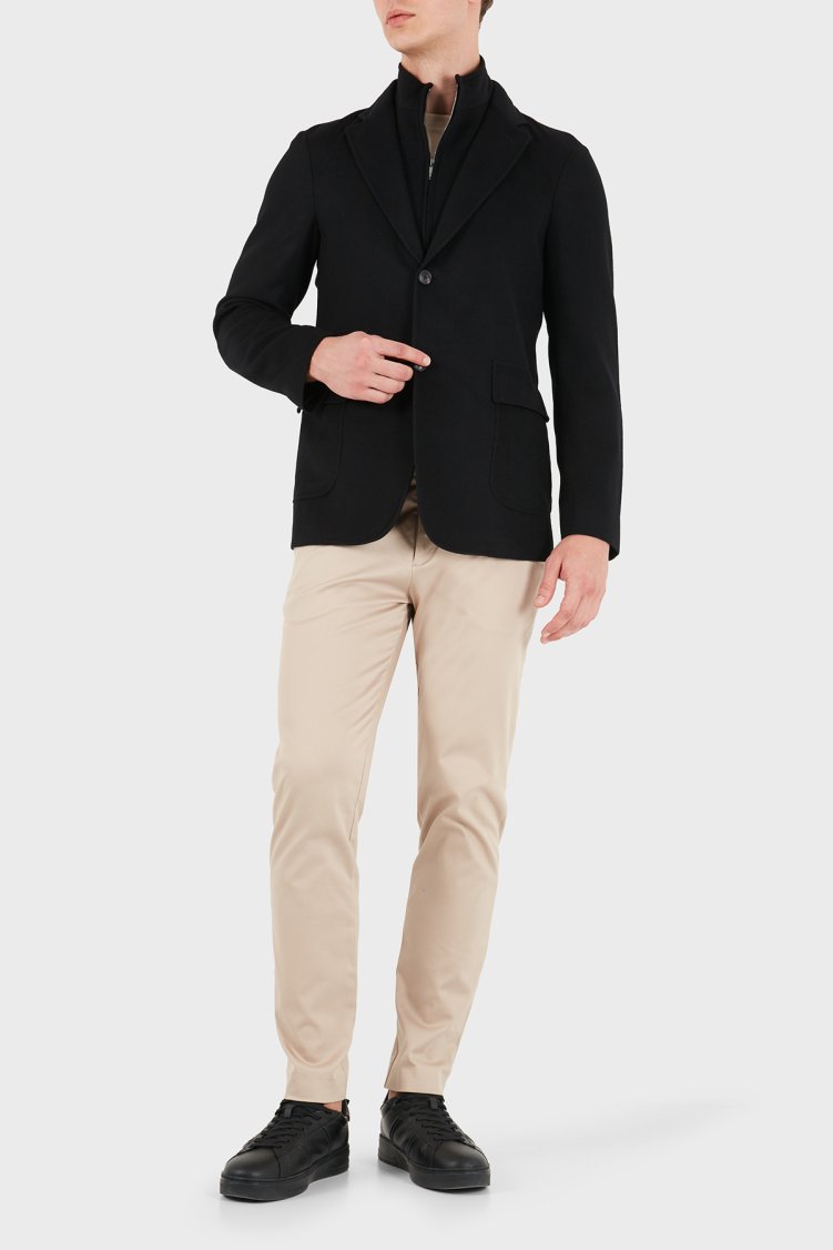 Emporio Armani Fermuarlı İç Astarlı Yün ve Kaşmir Karışımlı Blazer Erkek Ceket EM006670 AF17835 UC001 Siyah - Emporio Armani (1)