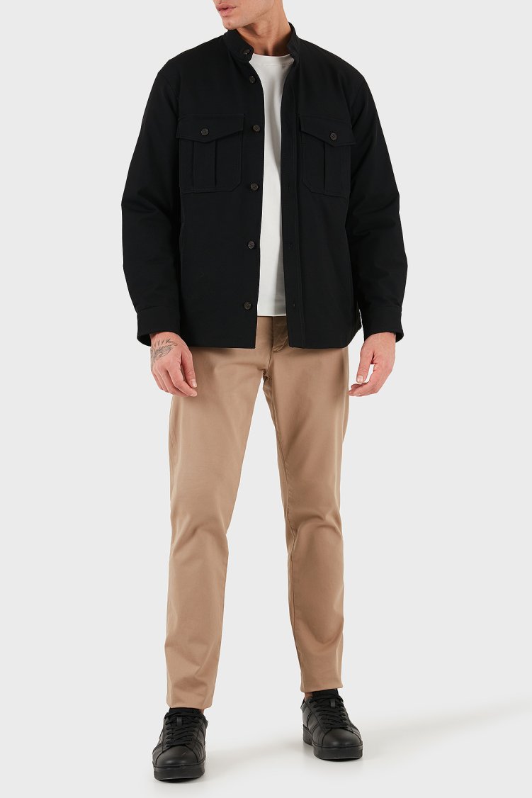 Emporio Armani Göğüs Cep Detaylı Comfort Fit Dik Yaka Düğmeli Erkek Ceket EM003695 AF18502 UC001 SİYAH - Emporio Armani (1)