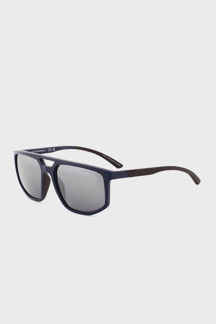 Emporio Armani Güneş Erkek Gözlük 0EA4248U 50016G 58 Mat Siyah-Açık Gri Aynalı Gümü - Emporio Armani