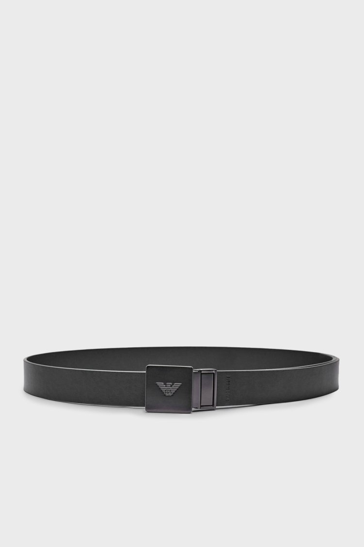 Emporio Armani Hakiki Deri Çift Taraflı Erkek Kemer EM001651 AF14719 M6096 SİYAH - Emporio Armani