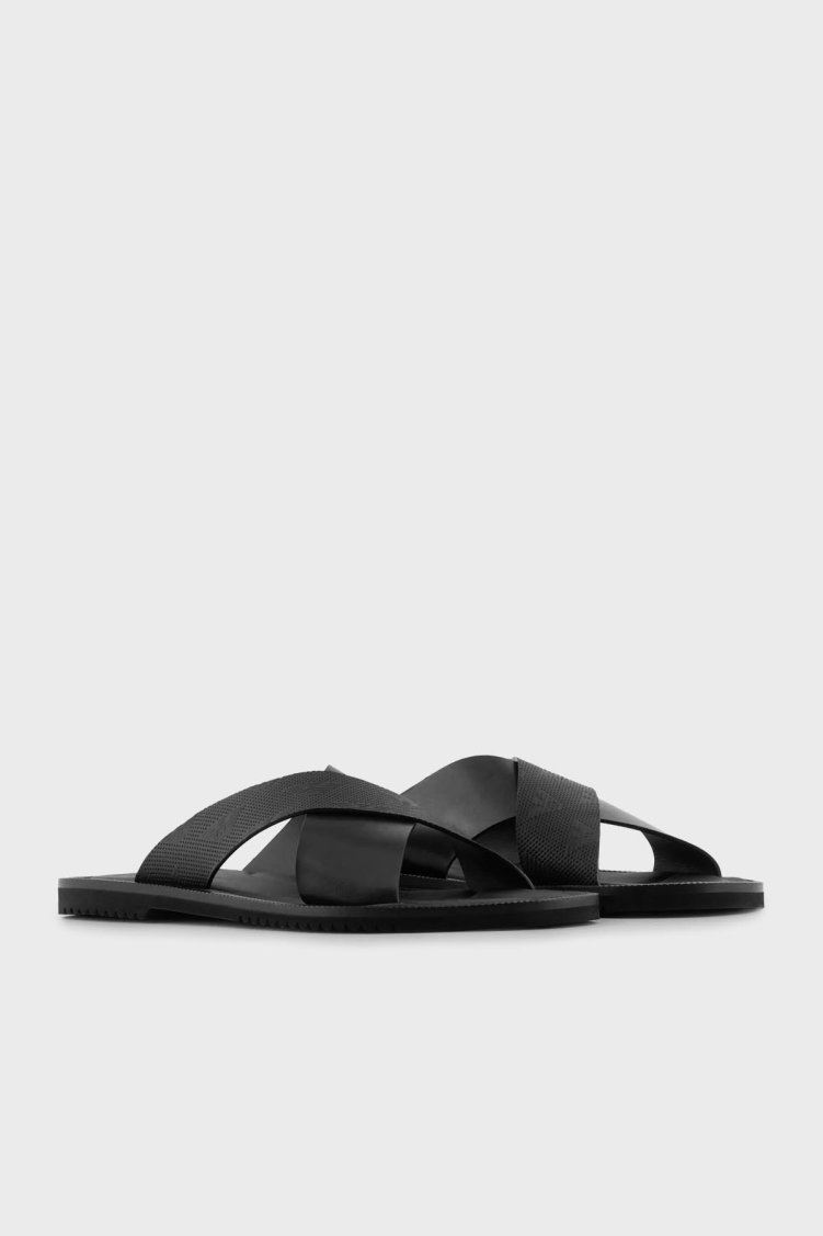 Emporio Armani Hakiki Deri Düz Erkek Terlik X4P125 XN789 K001 SİYAH - Emporio Armani (1)