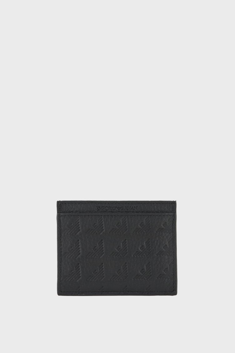Emporio Armani Hakiki Deri Kabartmalı Logo Baskılı Erkek Kartlık EM001740 AF14774 UC001 SİYAH - Emporio Armani (1)