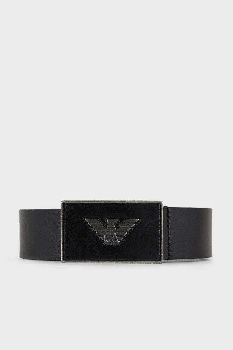 Emporio Armani Logo Baskılı Hakiki Deri Erkek Kemer Y4S196 YDC0G 80001 SİYAH - Emporio Armani