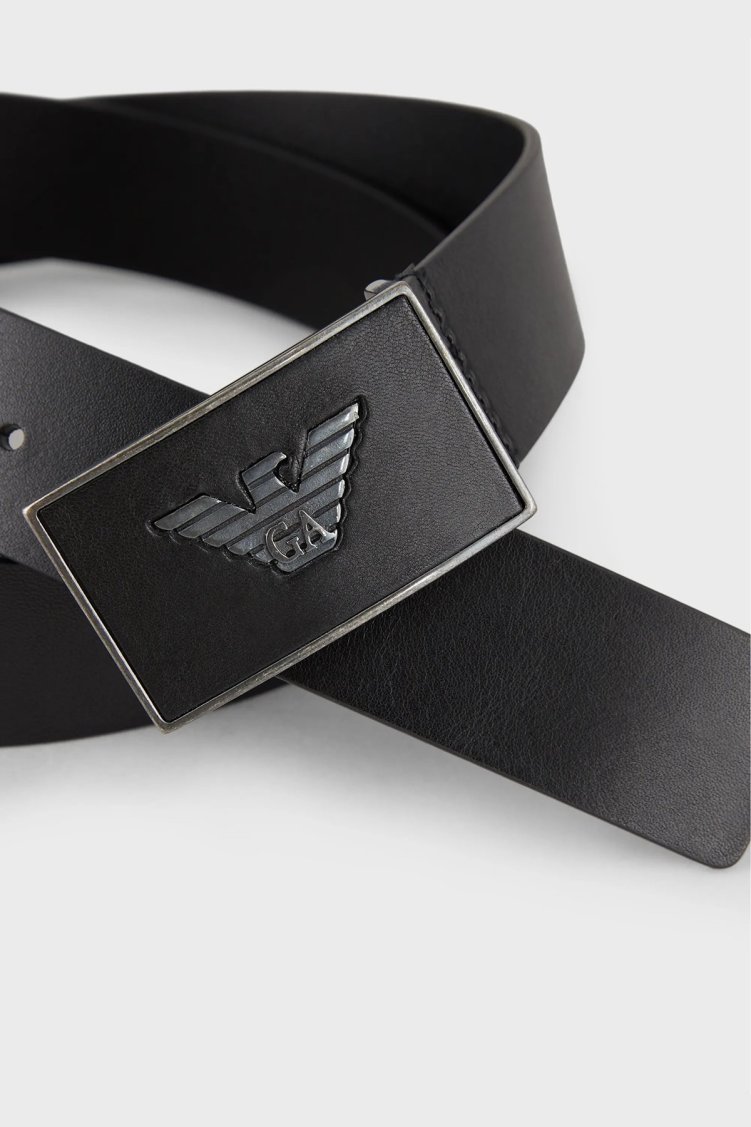 Emporio Armani Logo Baskılı Hakiki Deri Erkek Kemer Y4S196 YDC0G 80001 SİYAH - Emporio Armani (1)