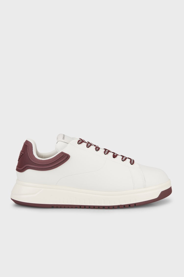 Emporio Armani Hakiki Deri Logolu Casual Erkek Ayakkabı EM003663 AF18212 M0363 KREM - Emporio Armani
