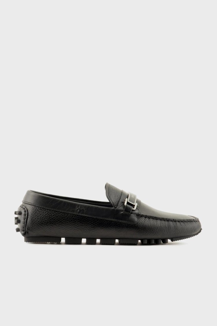 Emporio Armani Hakiki Deri Makosen Erkek Ayakkabı X4B151 XN882 K001 SİYAH - Emporio Armani