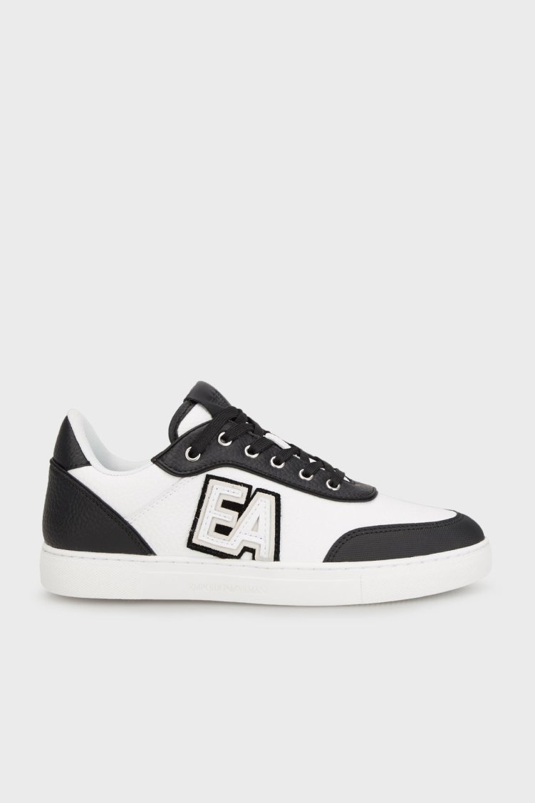 Emporio Armani Hakiki Deri Sneaker Bayan Ayakkabı X3X225 XF811 S277 SİYAH-BEYAZ - Emporio Armani