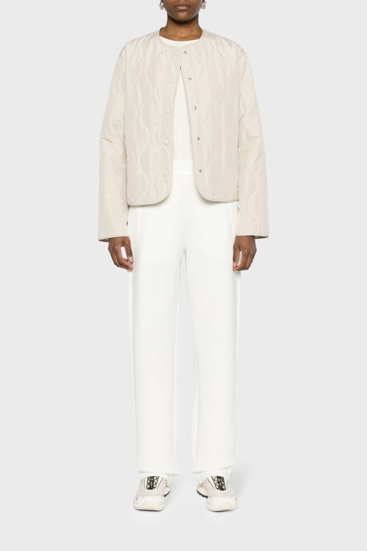 Emporio Armani Isı Yalıtımlı Relaxed Fit Çift Jarse Kadın Pantolon 3D2P6E 1JHSZ 0101 BEYAZ - Emporio Armani