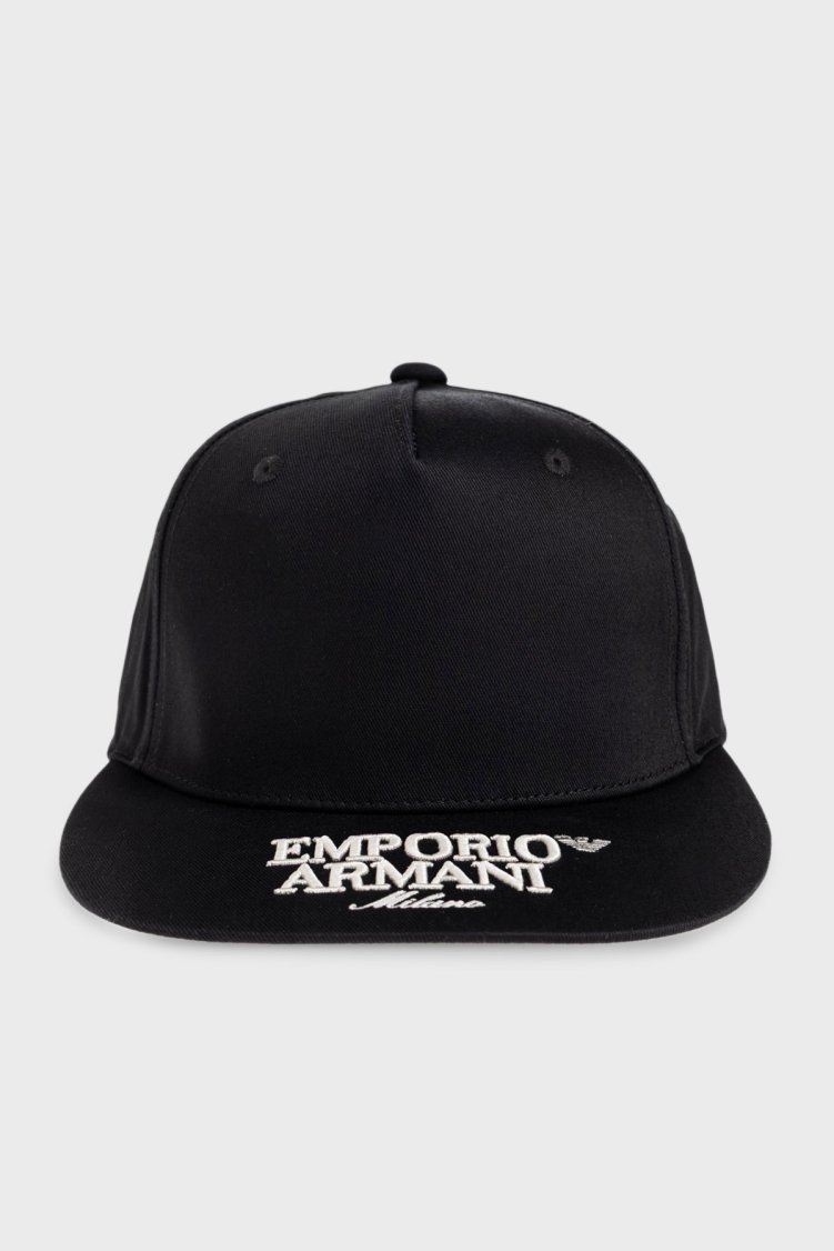 Emporio Armani İşleme Logolu Pamuklu Erkek Şapka EM004848 AF23345 UC001 SİYAH - Emporio Armani