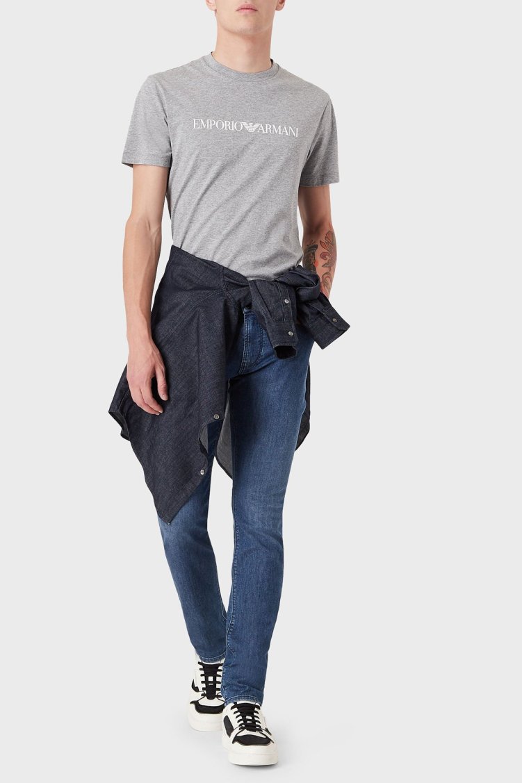 Emporio Armani Slim Fit Cepli Pamuklu J06 Jeans Erkek Kot Pantolon 8N1J06 1D85Z 0942 LACİVERT - Emporio Armani
