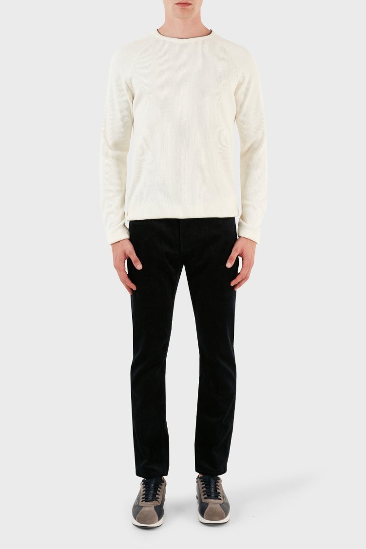 Emporio Armani J06 Slim Fit Düz Paça Kadife Erkek Pantolon 6R1J06 1NHKZ 0920 LACİVERT - Emporio Armani