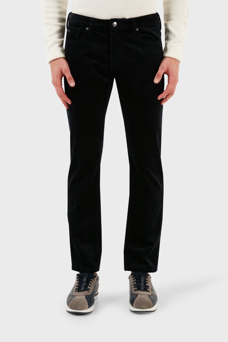 Emporio Armani J06 Slim Fit Düz Paça Kadife Erkek Pantolon 6R1J06 1NHKZ 0920 LACİVERT - Emporio Armani (1)