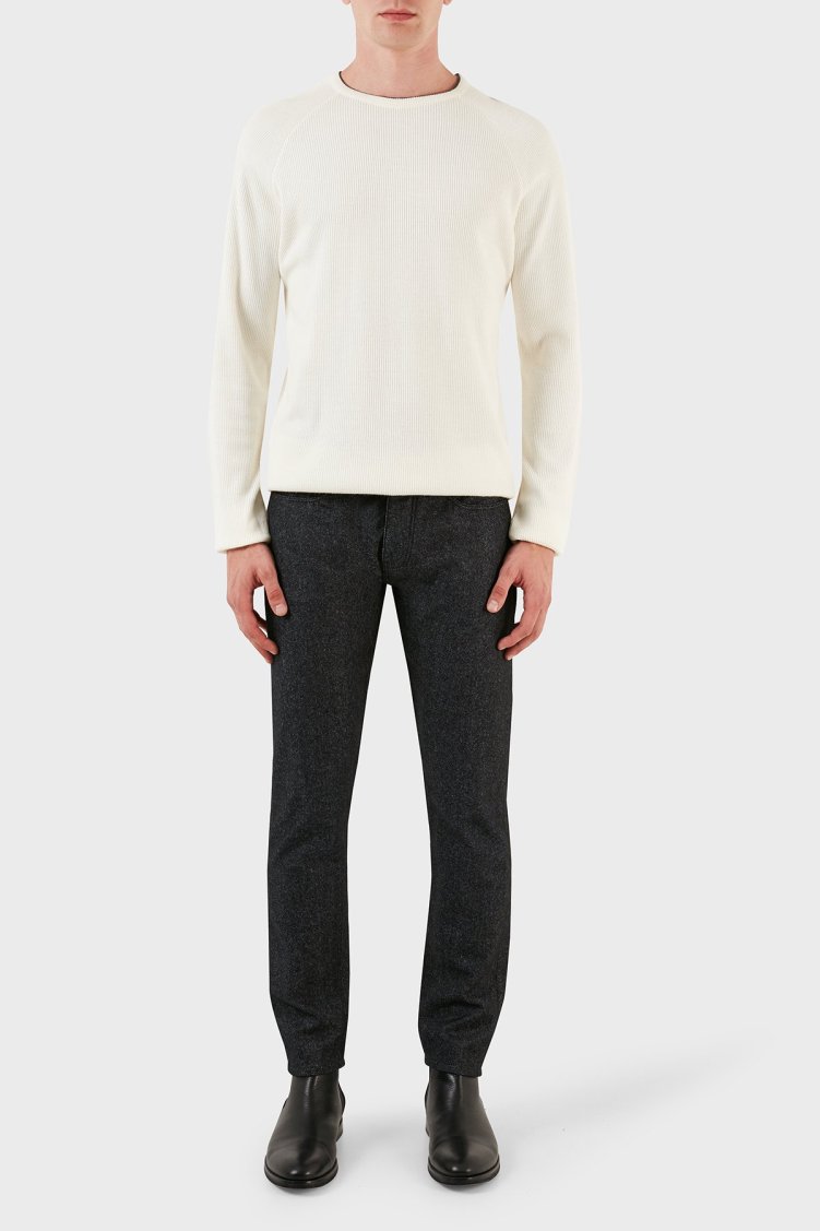 Emporio Armani J75 Pamuk ve Yün Karışımlı Slim Fit Erkek Pantolon 6R1J75 1N08Z 0065 SİYAH - Emporio Armani